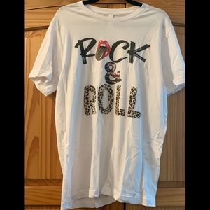 BNWT leopard print rock and roll graphic